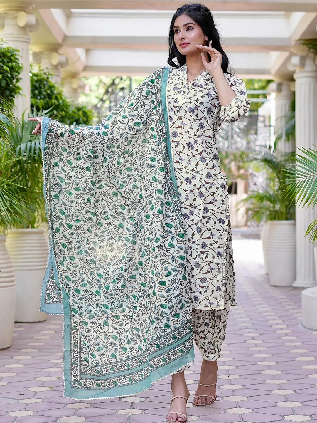 cotton punjabi dress Buy Online Mustard Abstract Print Cotton Punjabi Suit : 146739 -