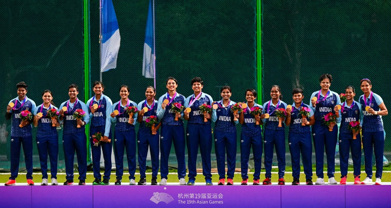 India Women cricket gold Asia Games 2023 Hanghzou.scorimg