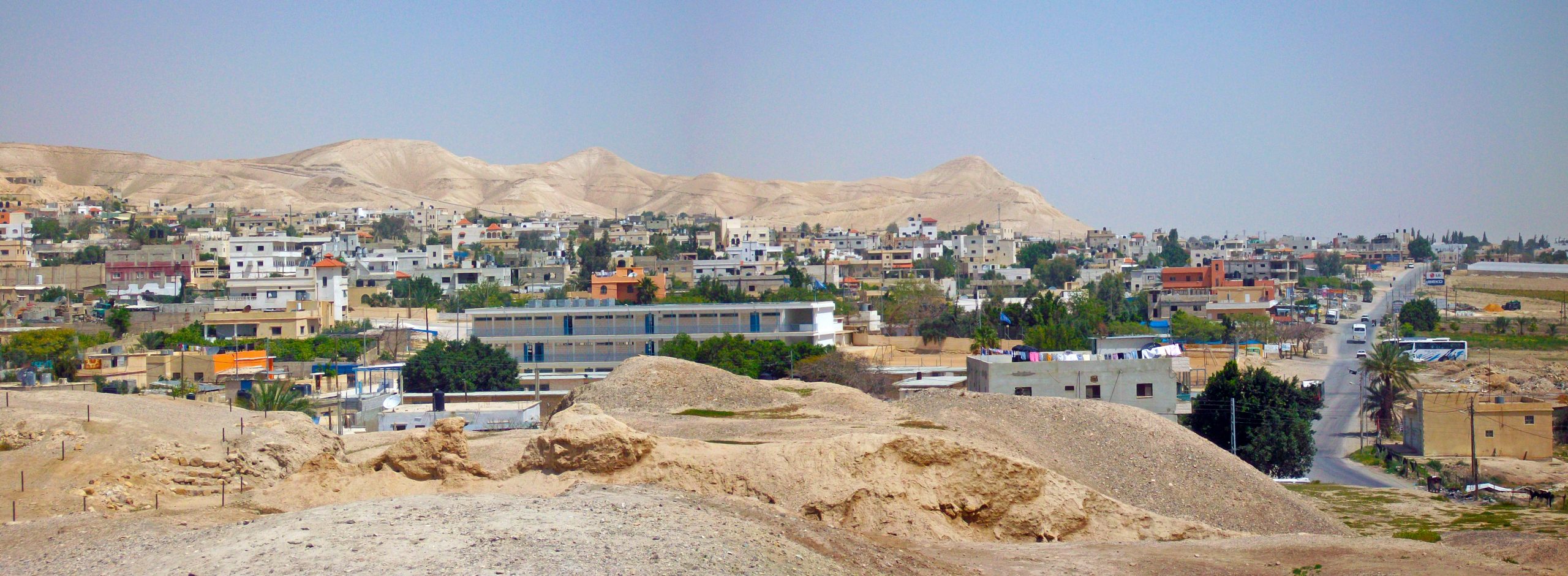 Jericho cityscape from wall ruins scaled