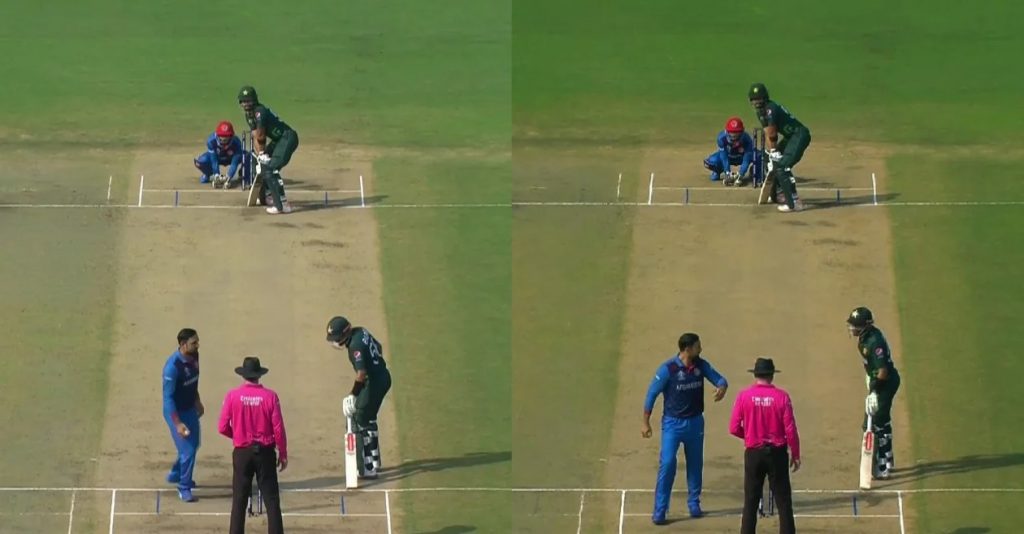 Mohammad Nabi stops mid action to warn Babar Azam for non strikers end run out 2