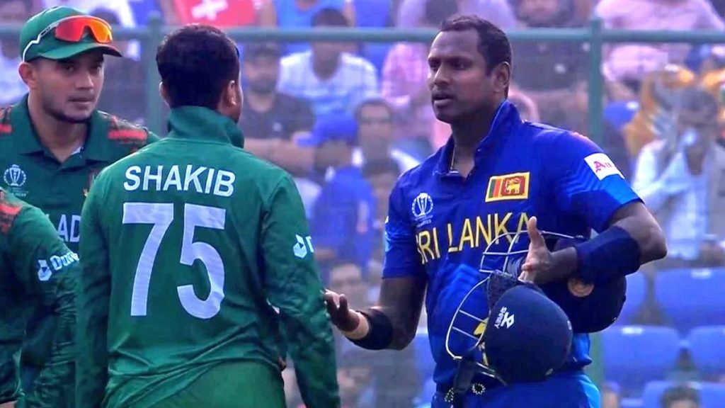 SL vs BAN Shakib appealed to give time out to Angelo Mathews MCC Rules jpg