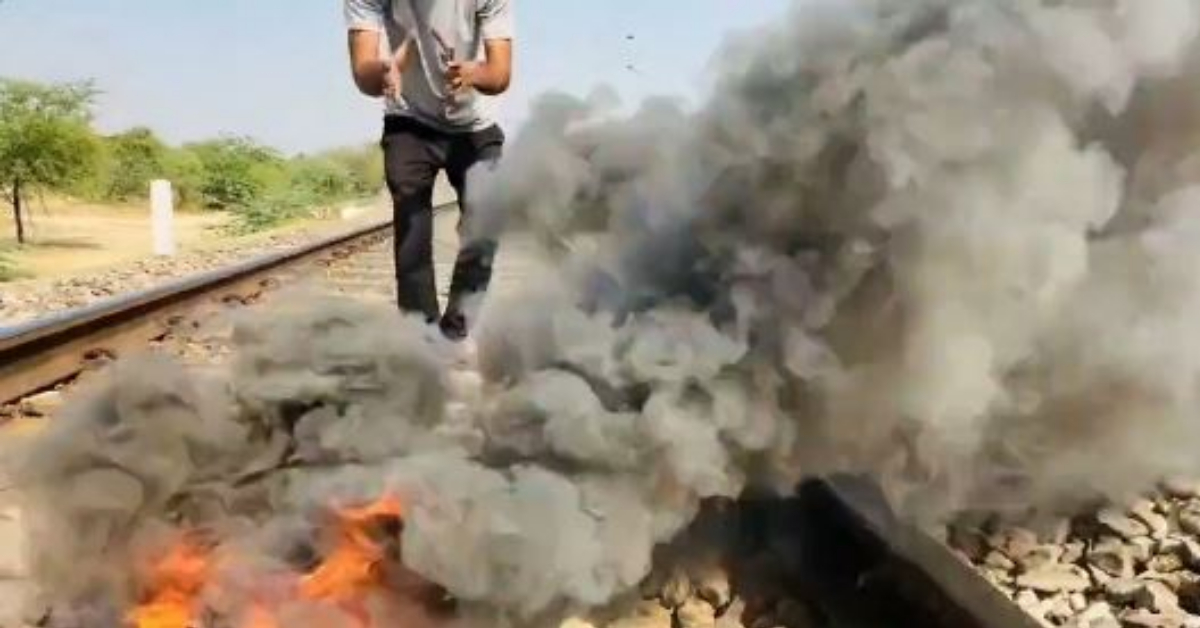 Firecrackers burnt on railway tracks