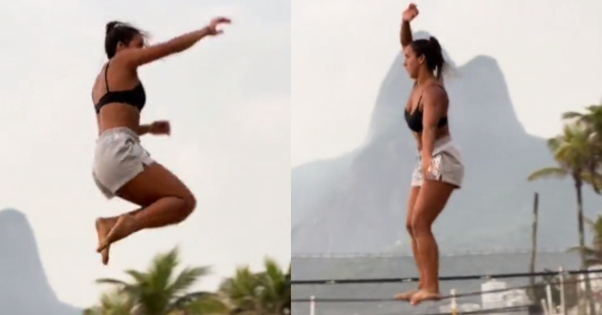 Girl Rope Stunt Video: 