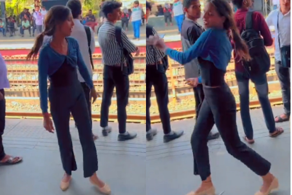 Mumbai Railway Platform Girl Wired Dance