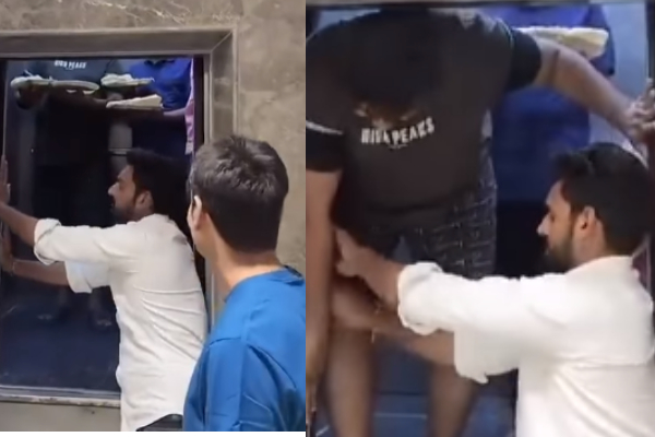 Noida Society Lift Three People Video