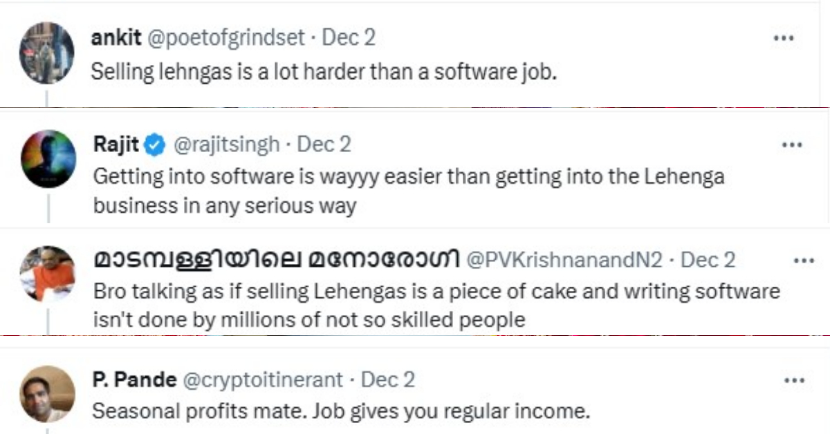 Quit Software Job to Sell Lehenga Post Viral
