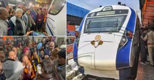 BJP नेताओं ने 3 धार्मिक स्थलों से पहली Vande Bharat Train से दिल्ली पहुंचे यात्रियों का किया Welcome