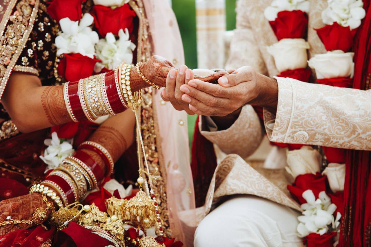 indian bride and groom in wedding