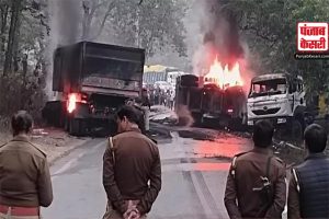 Haryana: हादसे के बाद दो डंपरों में लगी आग; चालक की मौत