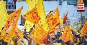 हैदराबाद में कांग्रेस की जीत के जश्न में TDP के झंडे