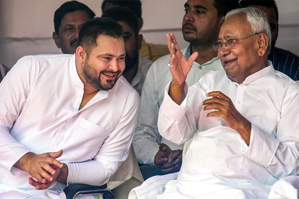 Tejashwi Yadav with Nitish Kumar
