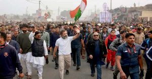 Rahul Gandhi की Bharat Jodo Nyay Yatra के प्रतापगढ़ पहुंचने पर हुआ जोरदार स्वागत