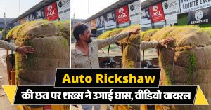 Auto Rickshaw की छत पर शख्स ने उगाई घास, वीडियो हुआ वायरल