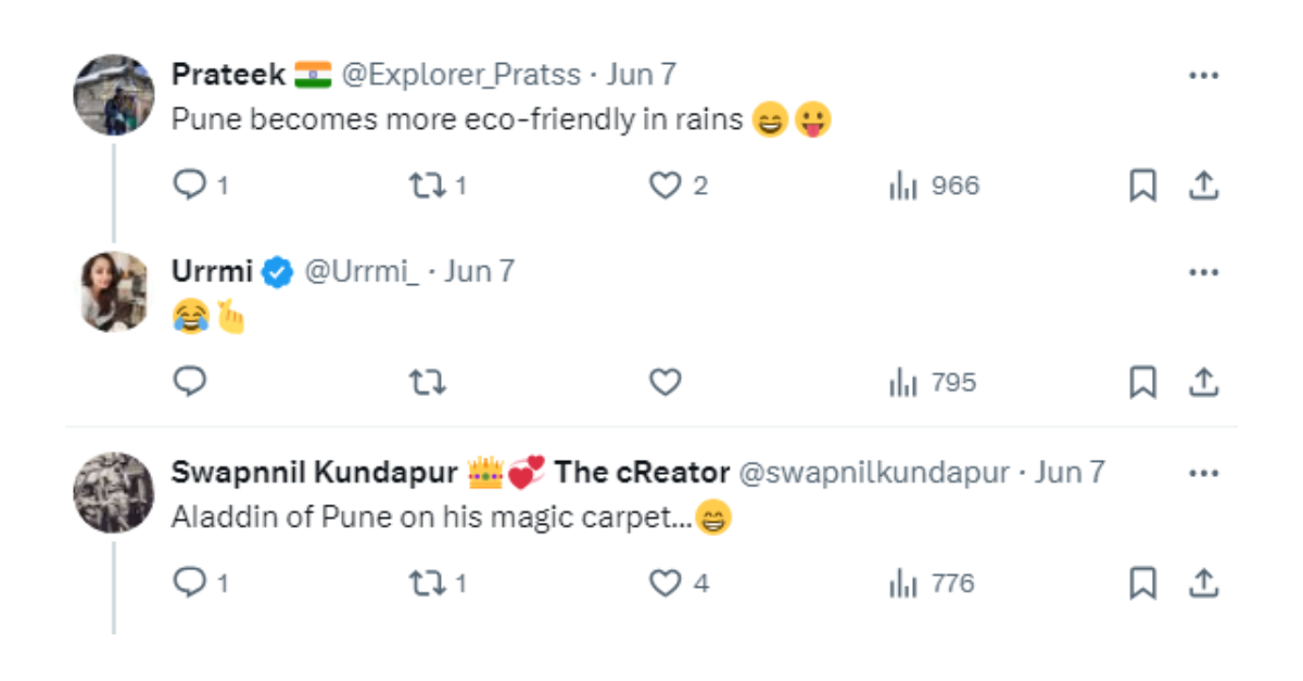 Man surfs in rainfall Pune
