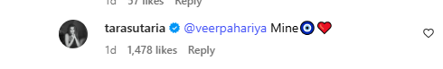 tara sutaria comment