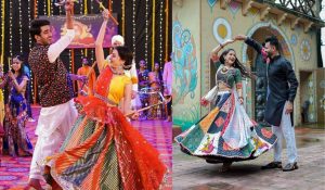 NRI couple kissing garba night