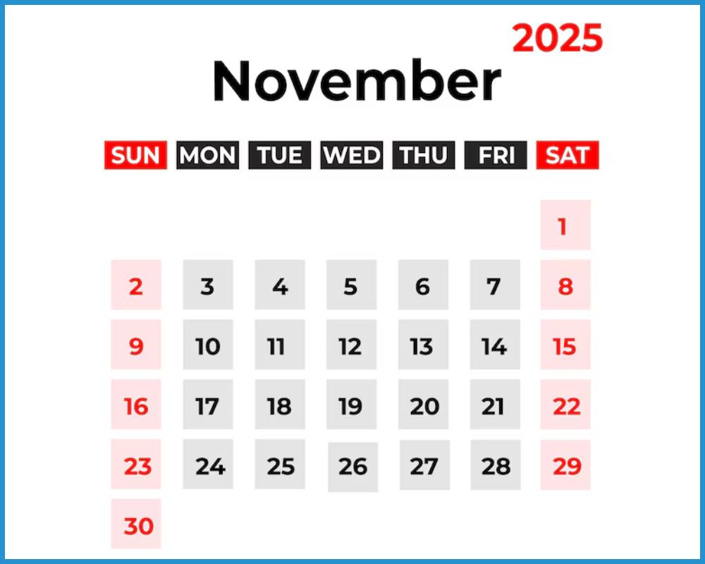 School Holidays in November 2025 