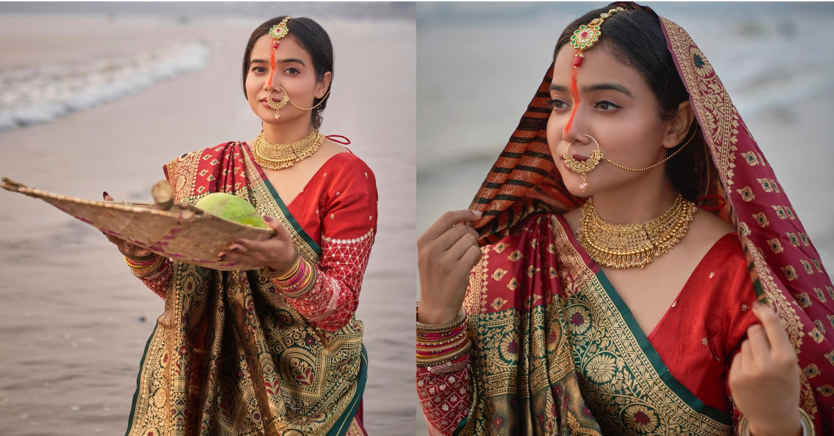 Chhath Puja 2025 Red Saree Look( Source: Social Media)
