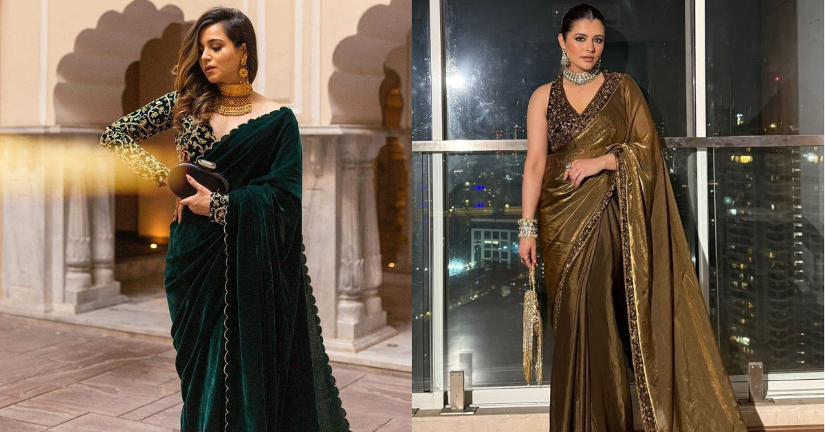 Trendy Velvet Saree Designs