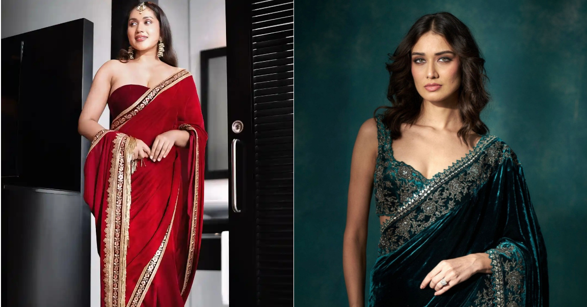 Trendy Velvet Saree Designs( Source: Social Media)