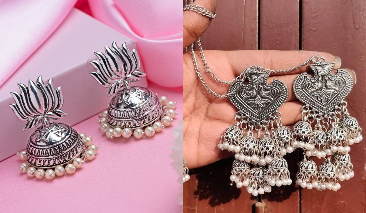 Latest Oxidized Silver Jhumkas