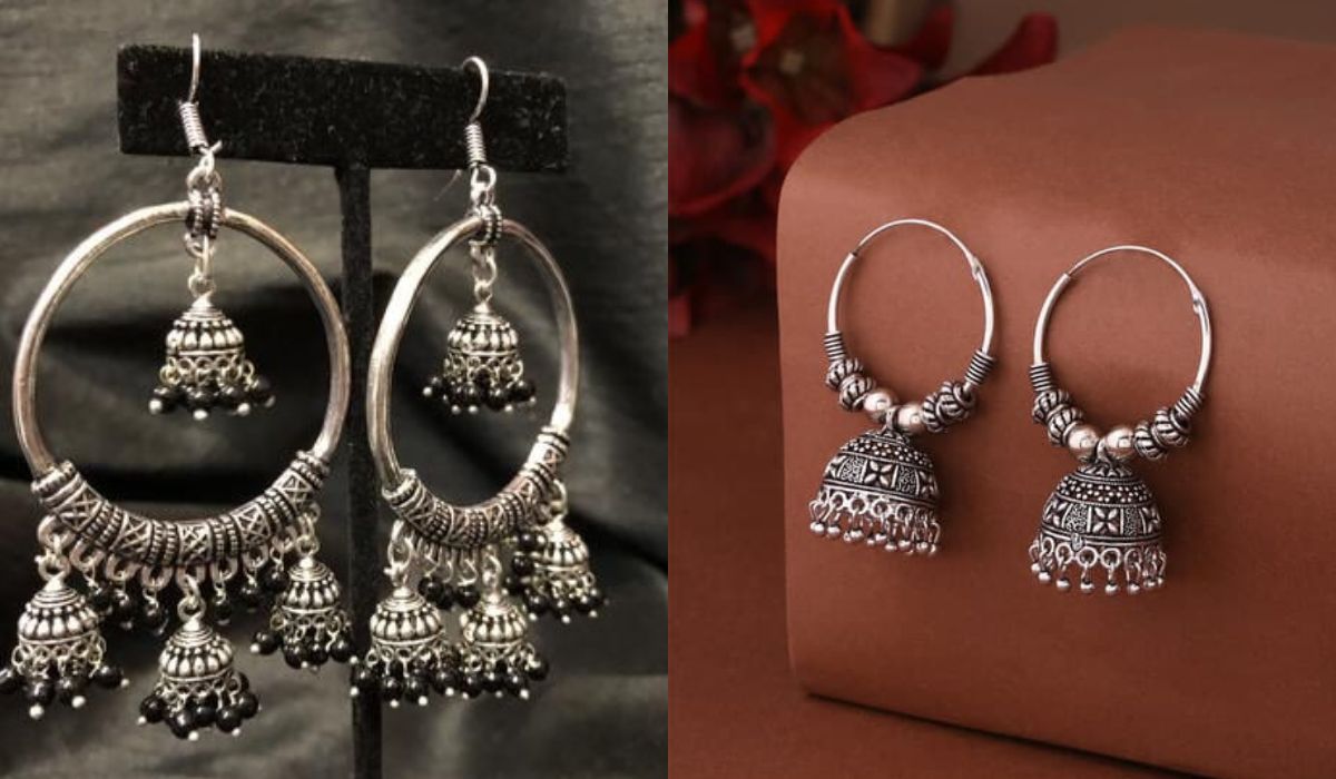 Latest Oxidized Silver Jhumkas