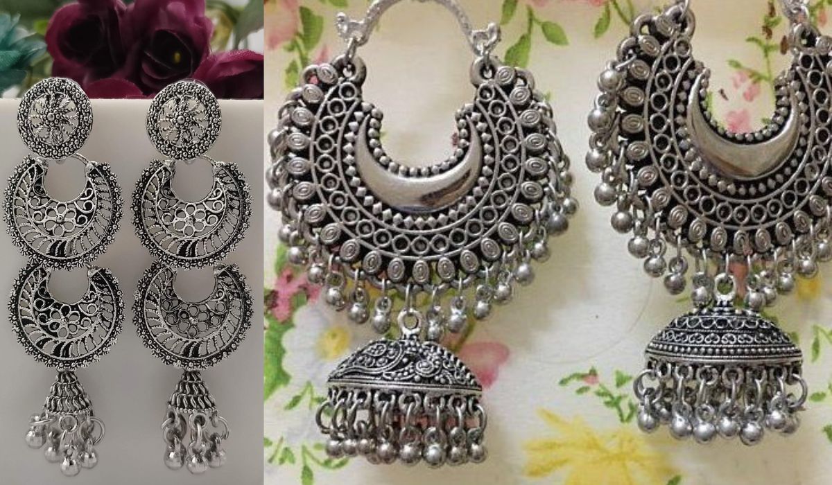 Latest Oxidized Silver Jhumkas