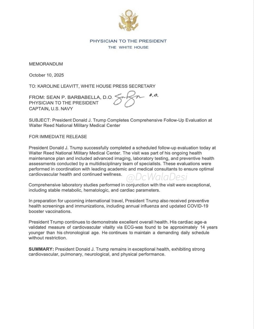 Donald Trump Health Report