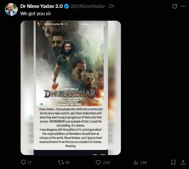 Hrithik Roshan Dhurandhar Movie( Source: Social Media)