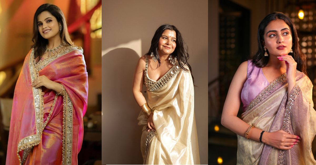 Mirror Work Saree Designs
