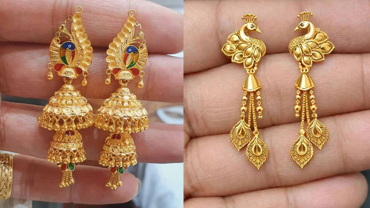 Gold Peacock Shape Earrings