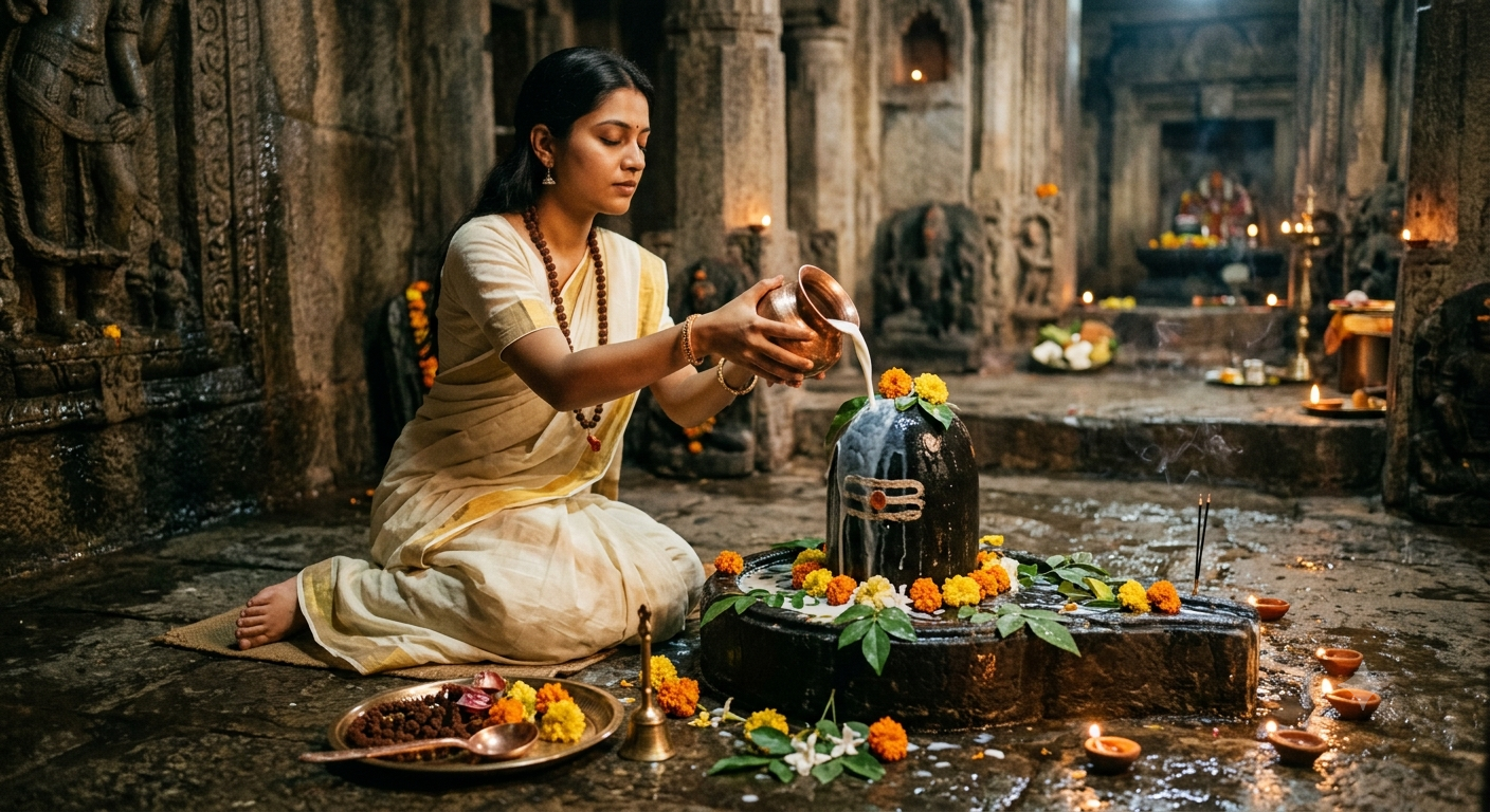 Sapne me Shivling par Doodh Chadhana