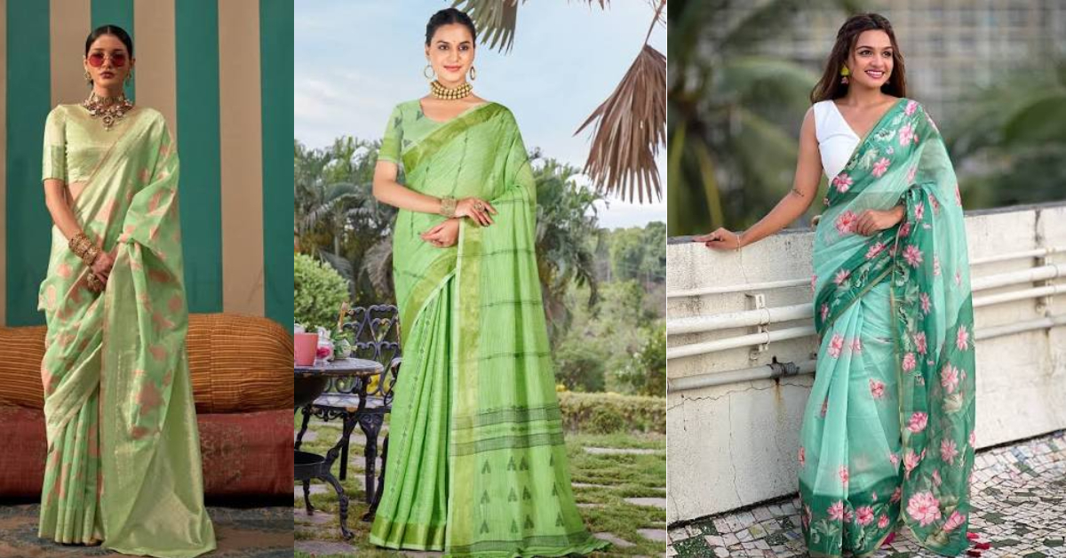green sarees for sawan