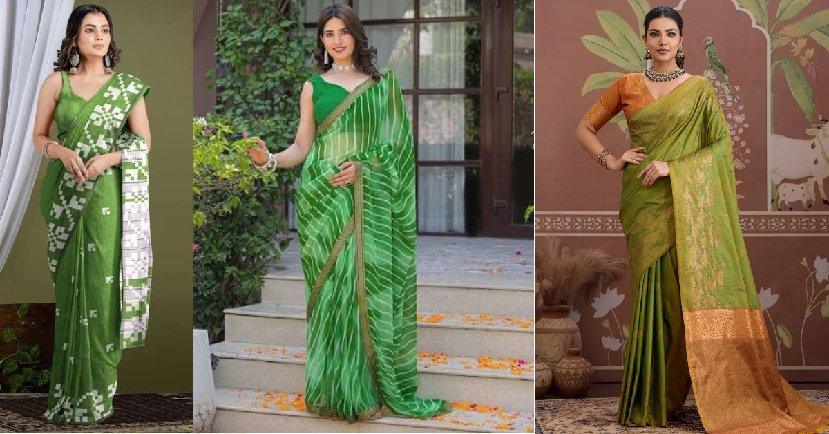  green cotton saree designs