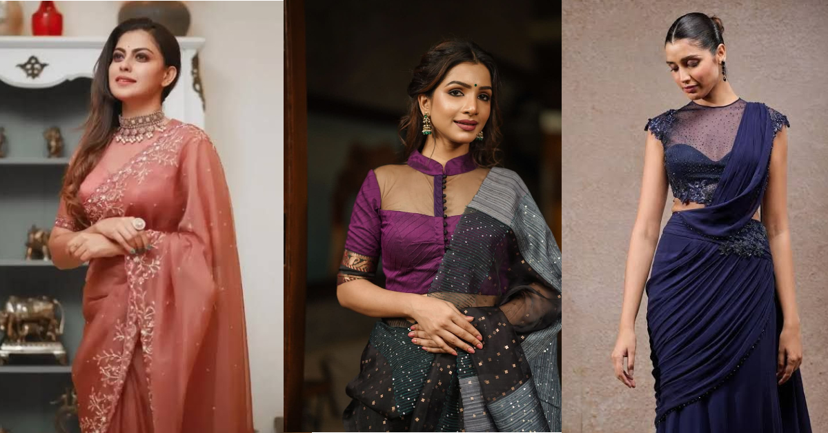 Latest boat neck blouse patterns for sarees